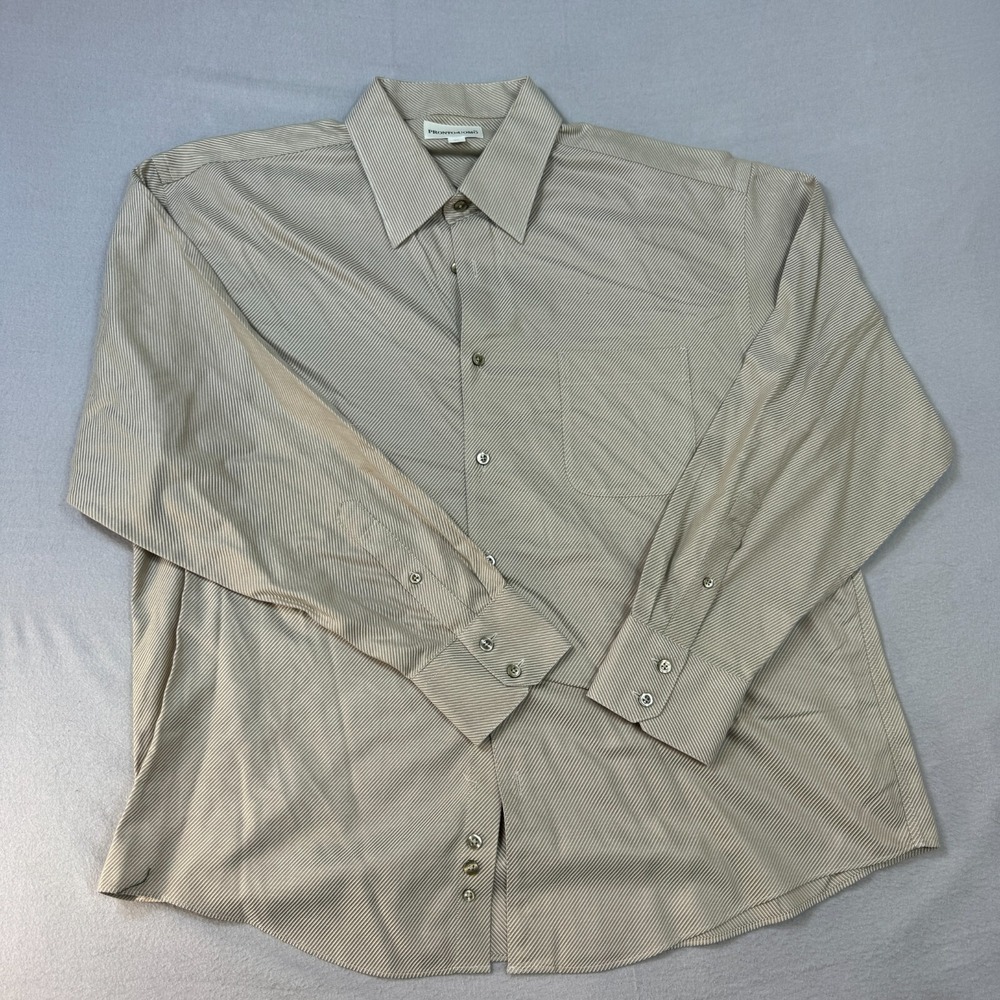 Pronto Uomo Shirt XL Mens Beige Button up Long Sleeve Italy